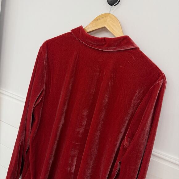 NWT! Soft Surroundings Velvet Boyfriend Tunic Shirt In Garnet L - Picture 6 of 6